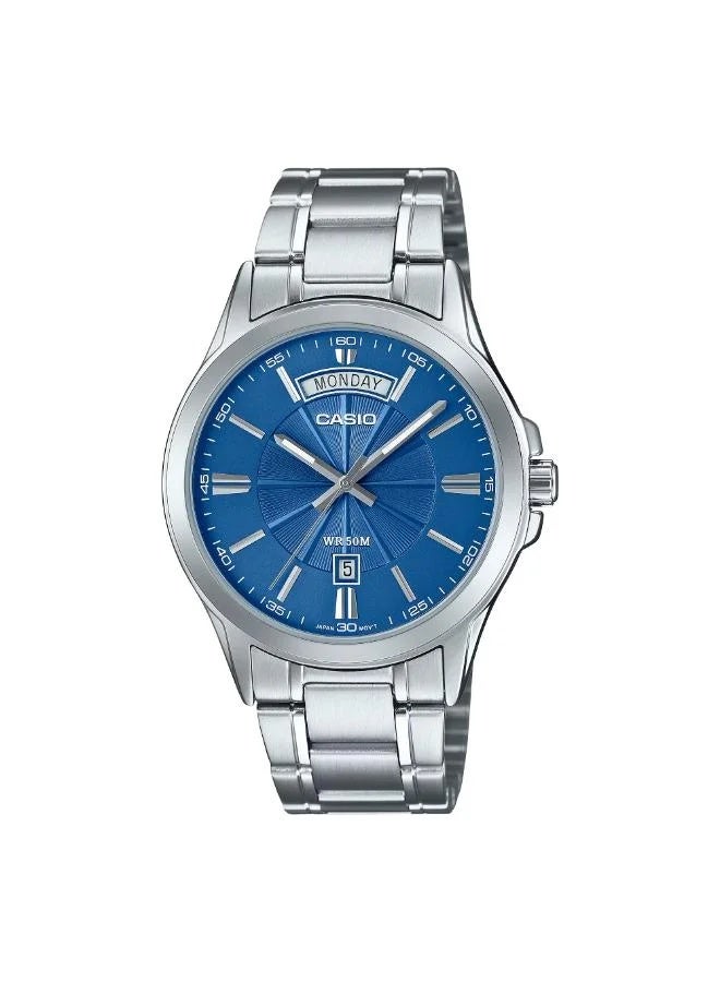 mtp-1381d-2avdf Analog Blue Dial Stainless Steel Bracelet Men's Watch